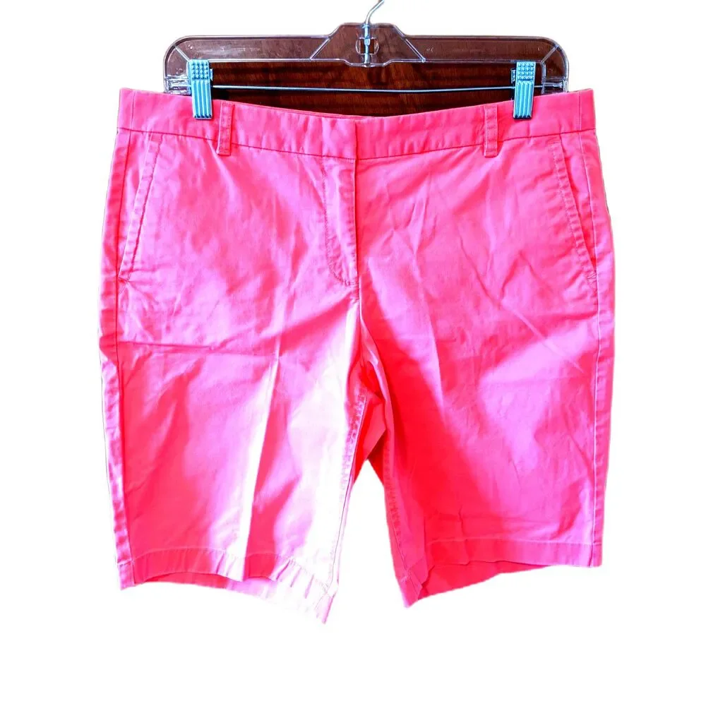 2 J Crew Bermuda Shorts City Fit Tangerine Barbiecore Pink Sz 8 Preppy Coquette